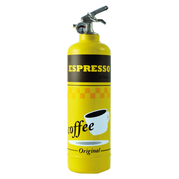 Fire Design Feuerlöscher ESPRESSO / COFFEE. Dekorativer Feuerlöscher mit Wandaufhängung im Kaffee-Look!