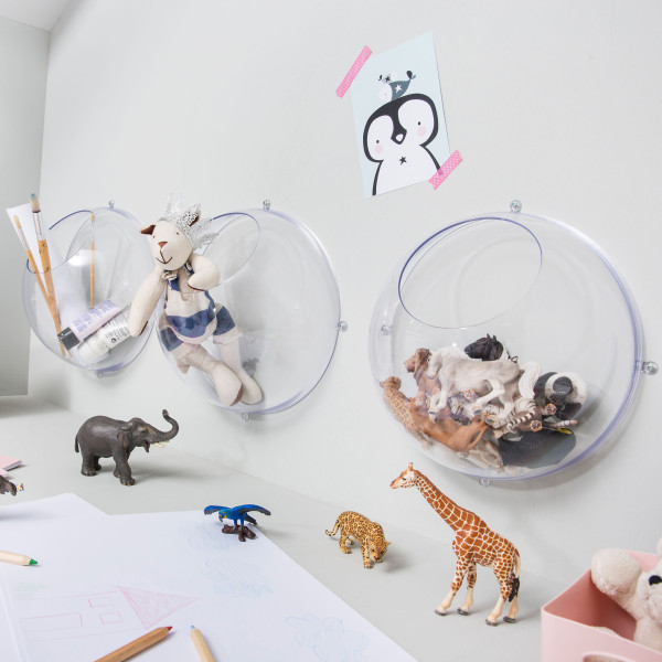Hängedisplay / Koziol Wanddisplay ORION 2er-Set crystal clear, large, transparent, Ordnungssystem, Ansicht in Kinderzimmer - Stimmungsbild