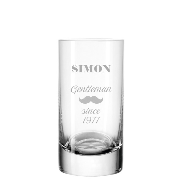 Schnapsglas mit Gravur Gentleman von Leonardo Design - Stamper EASY+ Shotglas - personalisiert mit Namensgravur & Jahreszahl - 50 ml / 5 cl Schnapsglas graviert