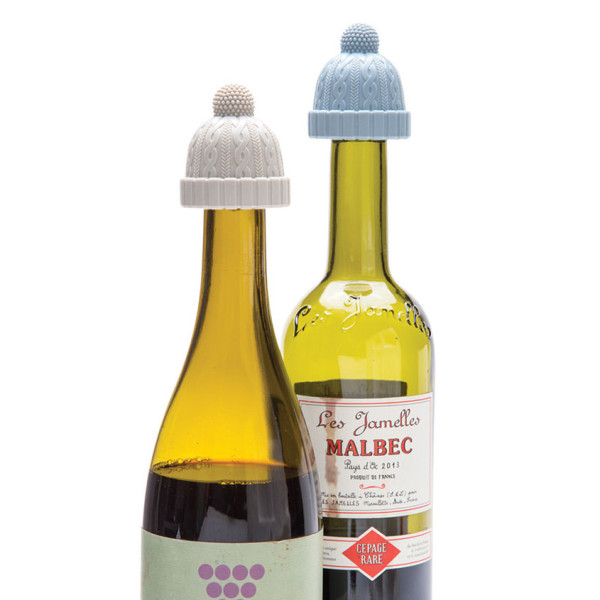Flaschenverschluss BEANIE - bottle stoppers by monkey business - Aromaverschlüsse für Flaschen - Strickmützen aus Silikon.