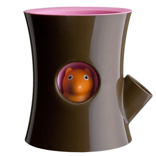 Blumentopf Log & Squirrel selbstbewässernd braun/pink