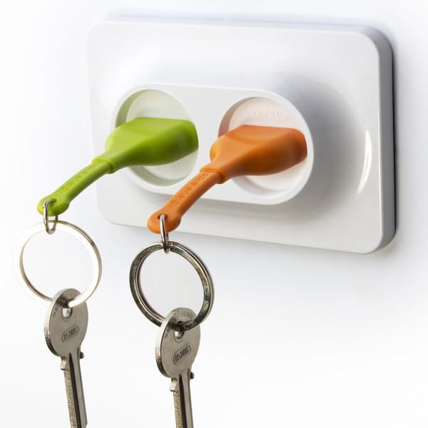 Schlüsselhalter Steckdose Double Unplug grün-orange