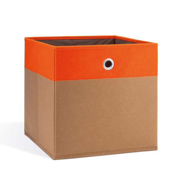 Die zweifarbige Faltbox TOSCA in ocker/orange von REMEMBER Design bietet für viele Dinge im Haushalt genügend Stauraum und sorgt stilvoll für Ordnung.