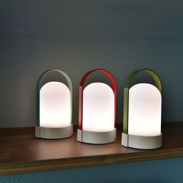 URI Leuchten Set von Remember Design. 3 Akku Lampen für In- und Outdoor. LED Leuchten mit farbigen Bügel. Hängelampe, Hängeleuchte, Gartenleuchte, Designleuchte ...