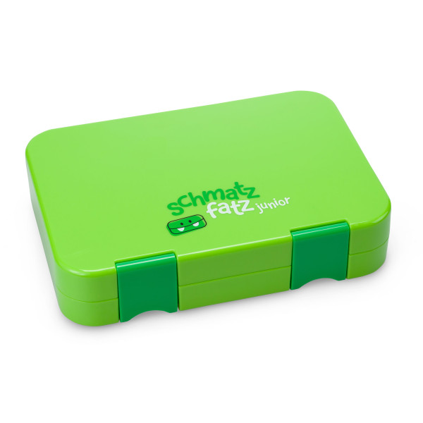 Lunchbox für Kinder: die schmatzfatz junior Lunchbox in grün! BPA-frei, lebensmittelecht, flexible Fächer, robust ...