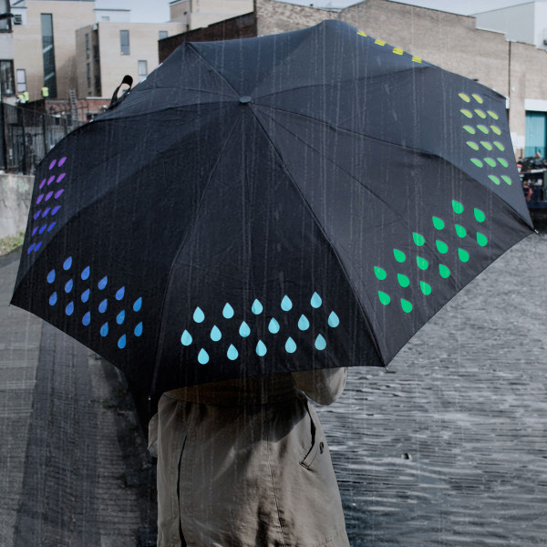 Farbwechsel Regenschirm / Taschenschirm, Wassertropfen weiß-bunt