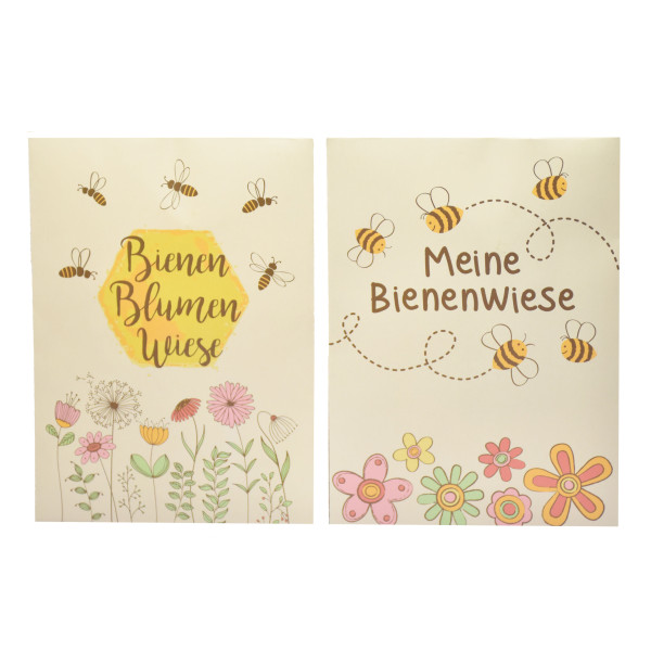 2 Saattüten für Bienen Blumenwiese von Wunderle Design. Kleines Mitbringsel. Postkarte