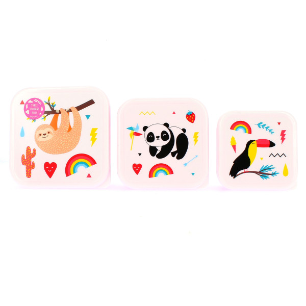 Kleine Kinderlunchboxen mit Faultier Motiv - 3 Lunchboxen HAPPY ZOO von chic.mic design - Mini Lunchboxen für Kinder.