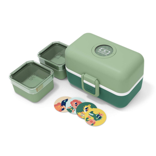 Grüne Kinderlunchbox. MB TRESOR von monbento. Lunchbox mit Fächern. Lunchbox für Kinder.