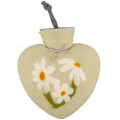Kuschelige Wärmflasche aus echtem Wollfilz mit romantischem Blumen Motiv (Margeriten). Design Wärmeflasche.