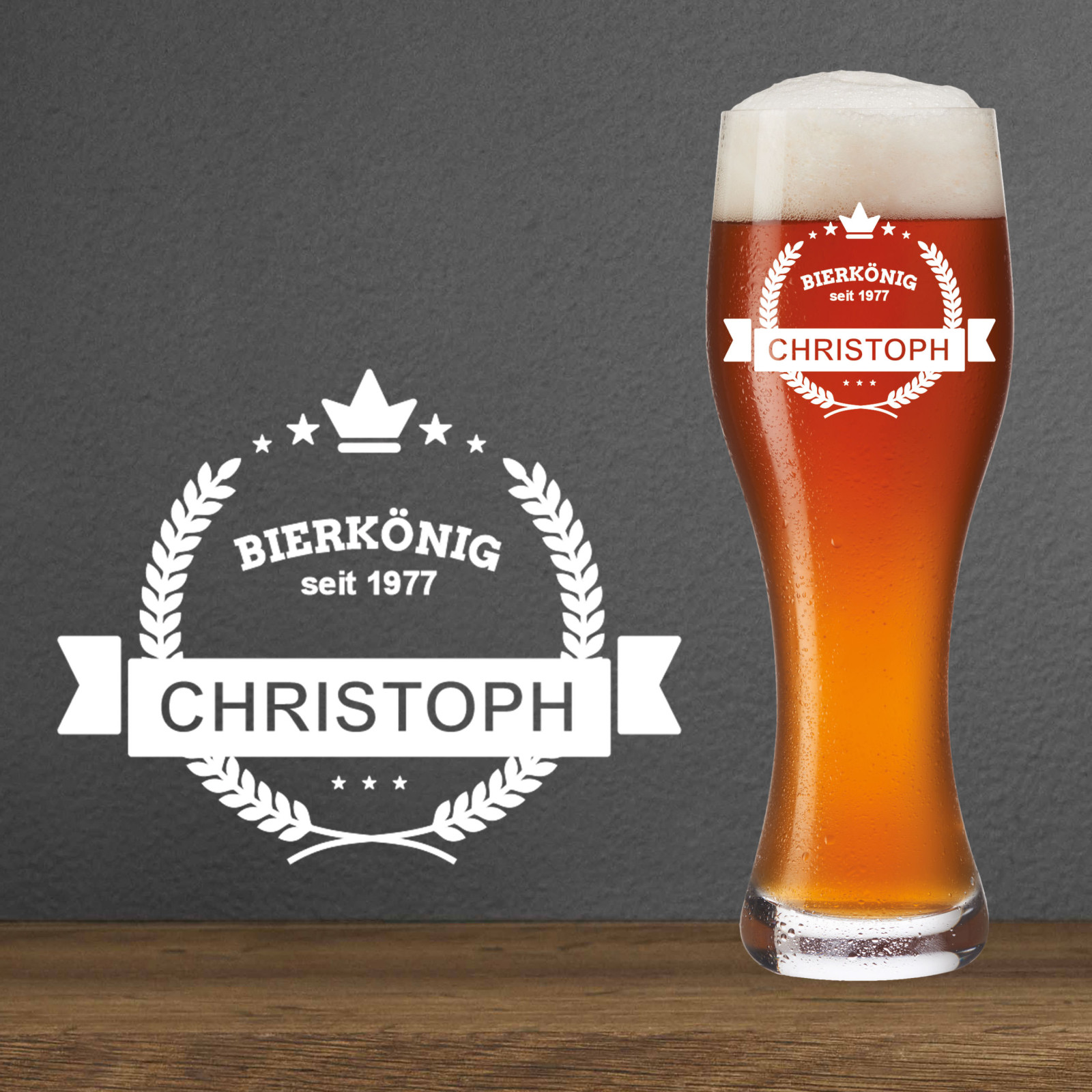 Weizenbierglas Mit Gravur