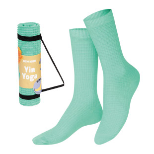 Socken Yogamatte mintgrün von doiy design. YOGA MAT Socks green Fashionsocken. Coole Socken Geschenke.
