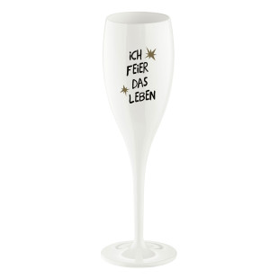 Sektglas ICH FEIER DAS LEBEN - Superglas Sektglas 100 ml von Koziol Design - Geburtstagsgeschenk, Feiern, Party, ... . CHEERS NO. 1 Sektglas mit Spruch.