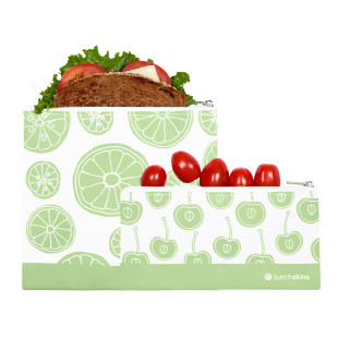 Lunchtüten ZIP mit Reißverschluss von lunchskins. Die wiederverwendbaren Lunchtüten - Modell green fruits. Snacktüte und Sandwichtüte im Set.