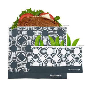 Sandwich- und Snacktüte Zip mit Reißverschluss - CHARCOAL CIRCLES - 2er Set - wiederverwendbare Lunchtüten.