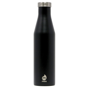 Thermosflasche Slim S6 Edelstahl 600 ml von MIZU, Enduro schwarz. Isolierflasche Edelstahl schlank.
