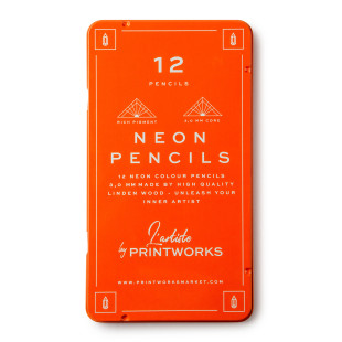 Neon Farbstifte - Stiftebox a 12 Stück. Printworks Buntstifte NEON. Neon Stifte mit metallischen Farben.
