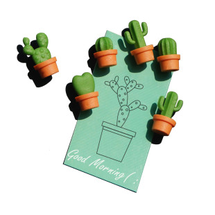 Kaktus Magnete CACNET 6er-Set, orange-grün von QUALY Design. Mini Kakteen Magnete aus Kunststoff!