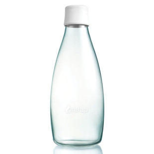 Retap Trinkflasche aus Glas mit Deckel in true weiß. Design Glasflasche.