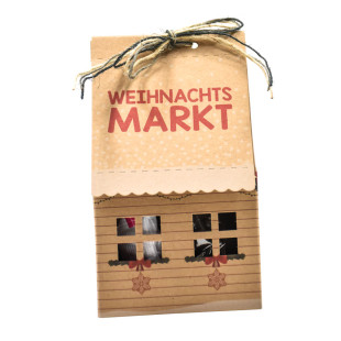 Papphaus - Das ist das Weihnachtsmarkt Haus 2 go - von Wunderle aus bedruckter Naturpappe. Originelles Geschenk für alle Weihnachtsmarktbegeisterte!