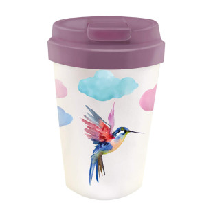 To go Becher 350 ml. Mehrwegbecher BIOLOCO PLANT EASY CUP - Watercolor Bird. Nachhaltiger Kaffebecher/Teebecher - kompostierbar, Bio, ...