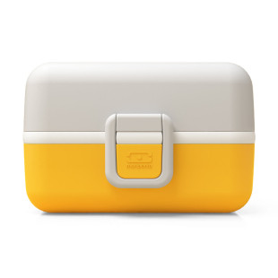 Kinderlunchbox MB TRESOR von monbento - Farbe senfgelb und hellgrau - einfacher Klippverschluss - 3 Fächer - Mädchen Lunchbox